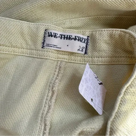 NWT We The Free Osaka Cord Jeans Mid Rise Pants Lime Yellow