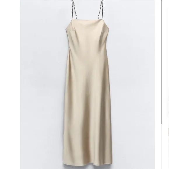 NWT Zara slip dress with beaded straps