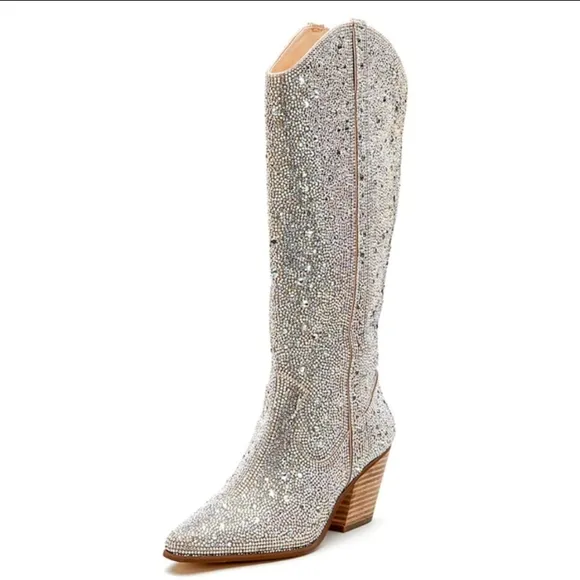 NWTs, Women's Silver Rhinestone Cowboy Boots