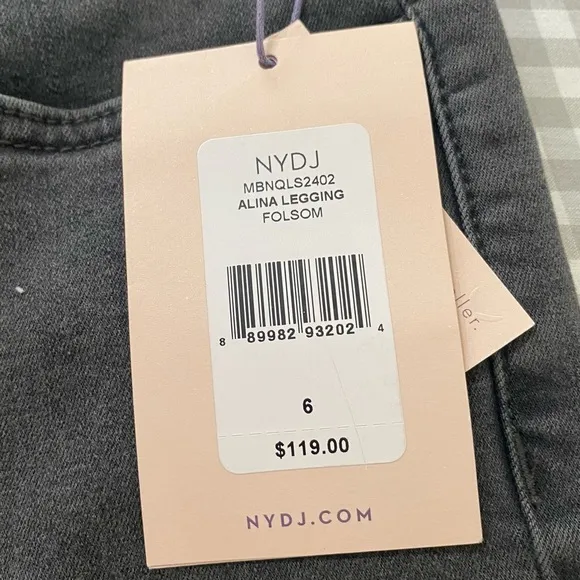 NYDJ Size 6 Alina Legging Jeans in Flosom Black Gray Wash NEW