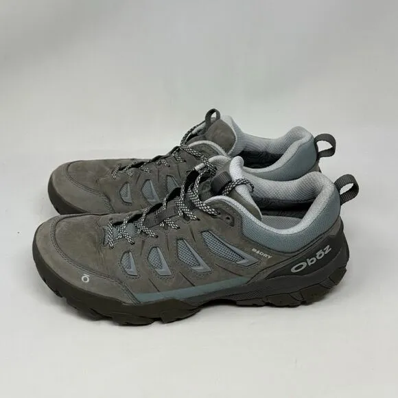 Oboz Sawtooth X Low Trail Hiking Shoes Womens 10 Gray Suede Mesh Sneakers