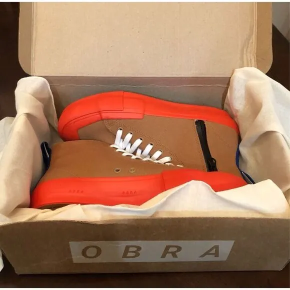 OBRA - NWT - M Sz 7.5 (40.5) &quot;Utility Artistry&quot; Hightop Sneaker in Brown Sugar