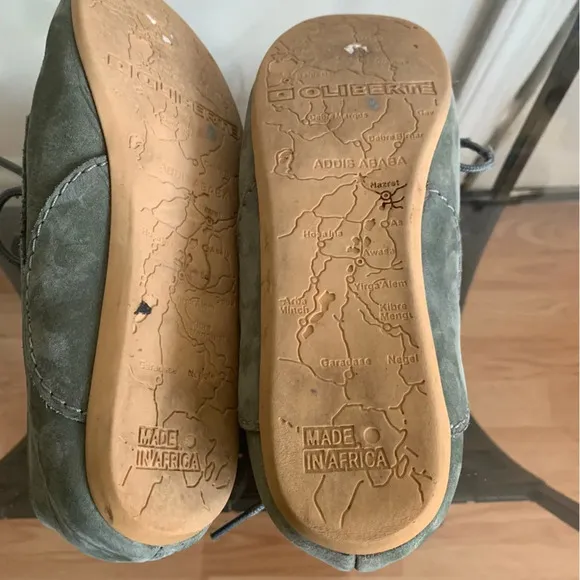 Oliberte Minsha Olive Green Nubuck Leather Oxford Lace up Loafers Size 36