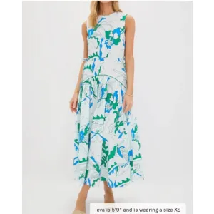OLIPHANT Orchid Green Sleeveless Piped Maxi Dress