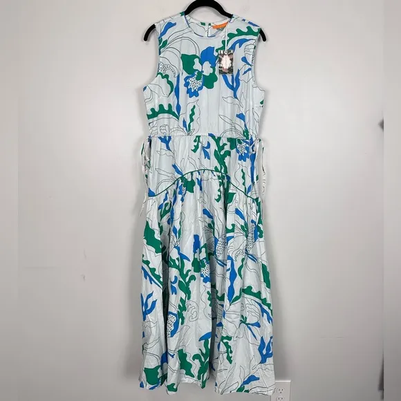 OLIPHANT Orchid Green Sleeveless Piped Maxi Dress