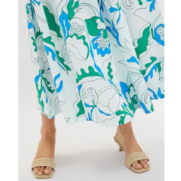 OLIPHANT Orchid Green Sleeveless Piped Maxi Dress
