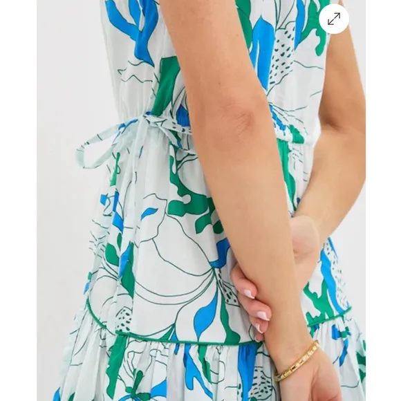 OLIPHANT Orchid Green Sleeveless Piped Maxi Dress