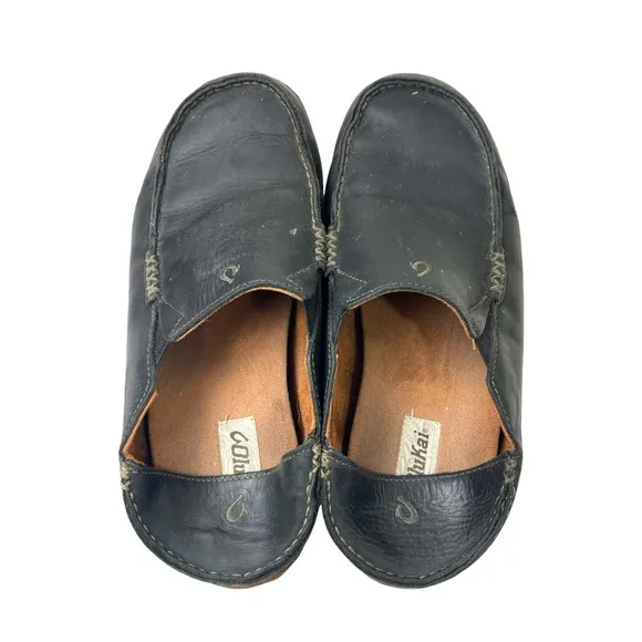 Olukai Mens Slip on loafers Black 10.5