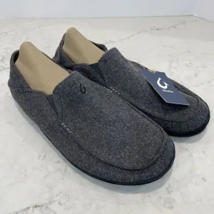 OluKai Moloa Hulu Wool Blend Knit Mens 14 In / Out Slippers Gray Loafers Shoes