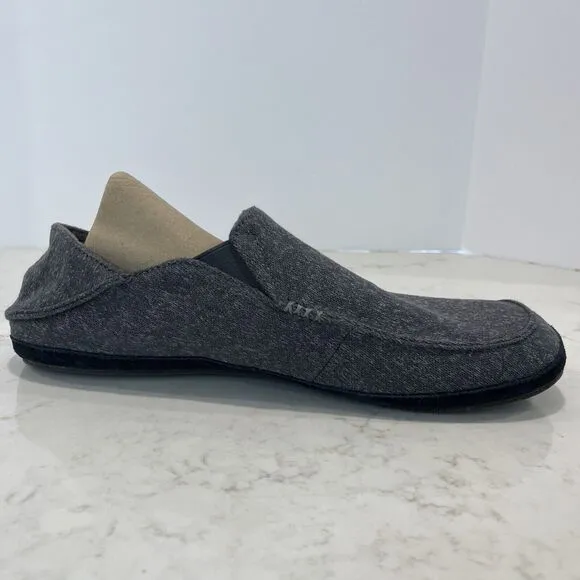 OluKai Moloa Hulu Wool Blend Knit Mens 14 In / Out Slippers Gray Loafers Shoes