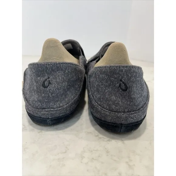 OluKai Moloa Hulu Wool Blend Knit Mens 14 In / Out Slippers Gray Loafers Shoes