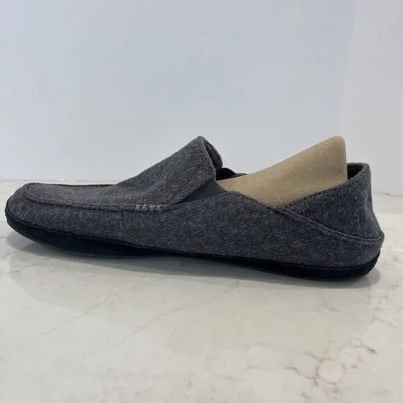 OluKai Moloa Hulu Wool Blend Knit Mens 14 In / Out Slippers Gray Loafers Shoes