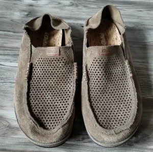 Olukai Moloa Kohana Slip-On Light Brown Suede Loafers Men's Size 9.5