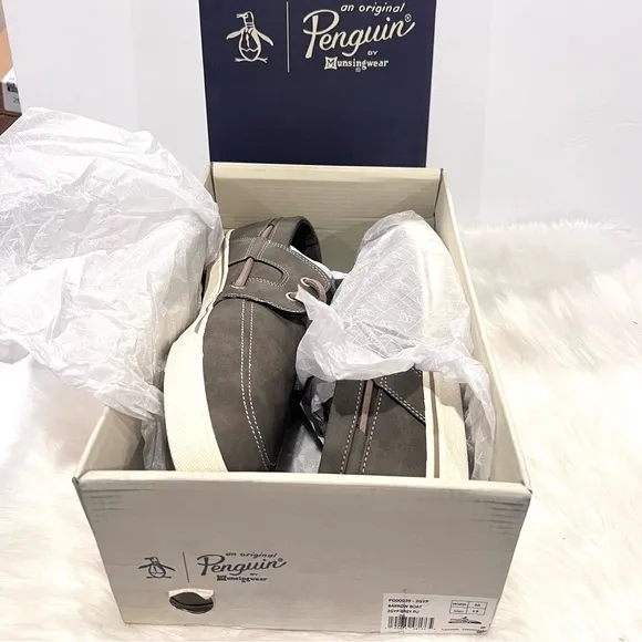Original Penguin Men’s Barrow Boat Lace Gray Loafers &amp; Slip Ons Shoes Size 13M