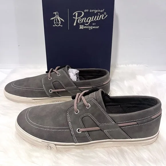 Original Penguin Men’s Barrow Boat Lace Gray Loafers &amp; Slip Ons Shoes Size 13M