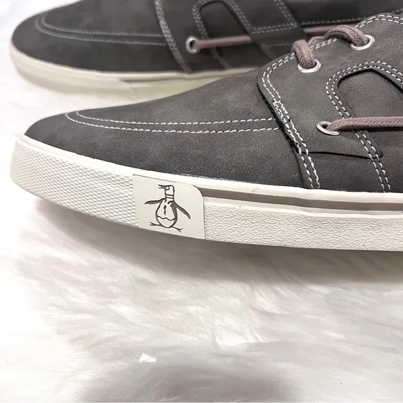 Original Penguin Men’s Barrow Boat Lace Gray Loafers &amp; Slip Ons Shoes Size 13M