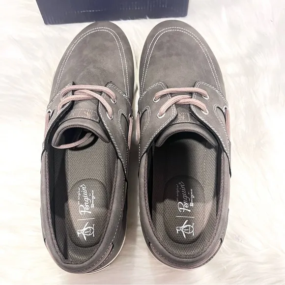 Original Penguin Men’s Barrow Boat Lace Gray Loafers &amp; Slip Ons Shoes Size 13M