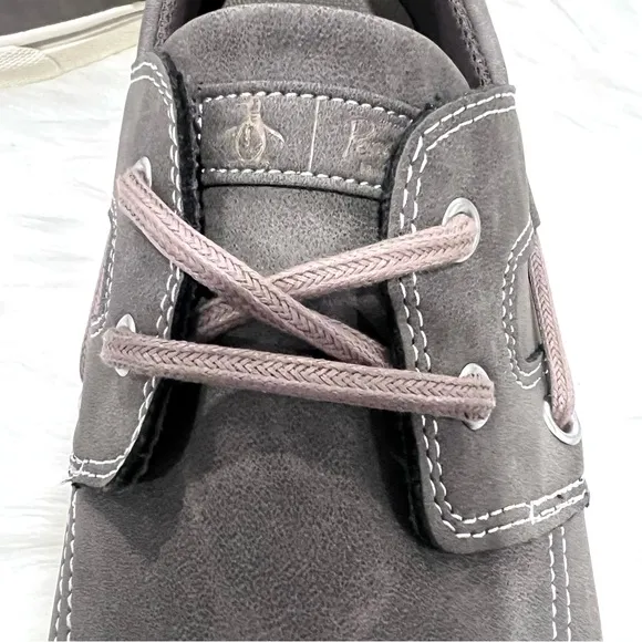Original Penguin Men’s Barrow Boat Lace Gray Loafers &amp; Slip Ons Shoes Size 13M