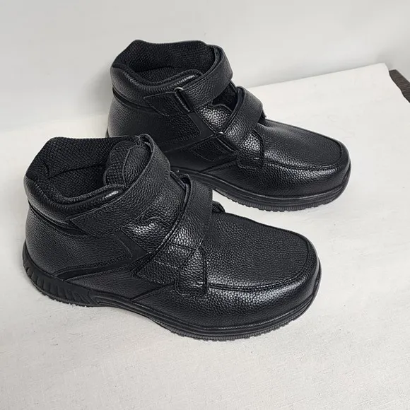 Orthofeet 581 Ankle Boots Men's 7.5 X Wide Black Glacier Gorge Pain Relief Shoes