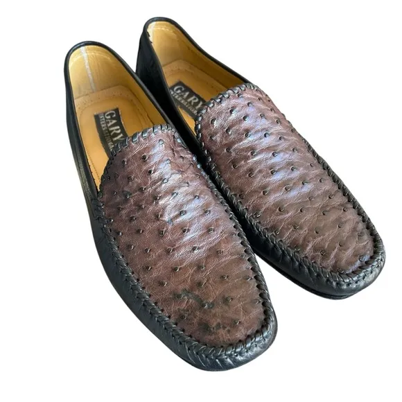Ostrich Leather Loafers Handmade In Spain Slip On Shoe Men's 9.5 Two Ton…