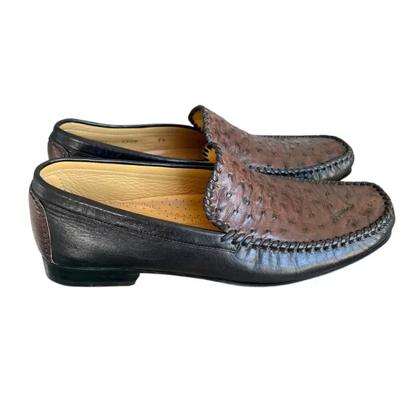 Ostrich Leather Loafers Handmade In Spain Slip On Shoe Men's 9.5 Two Ton…