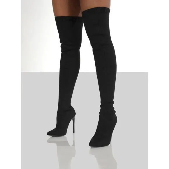 Over Knee Stiletto Boots in Beige