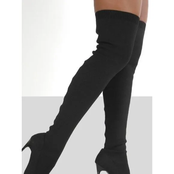 Over Knee Stiletto Boots in Beige