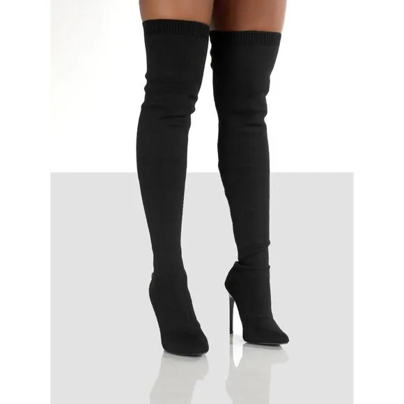 Over Knee Stiletto Boots in Beige