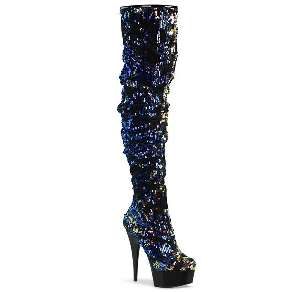 Over the Knee Sequins Thigh High Heel Boots