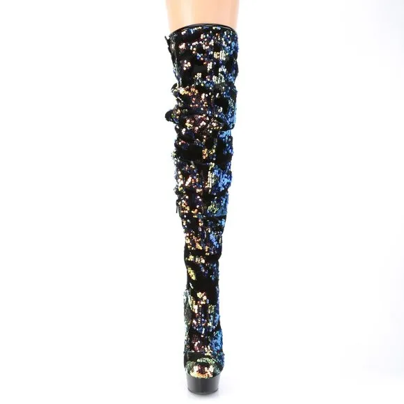 Over the Knee Sequins Thigh High Heel Boots