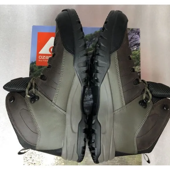 Ozark Trail Men's Meadows Waterproof Brown Leather Hiking Work Boots Size 9 NEW