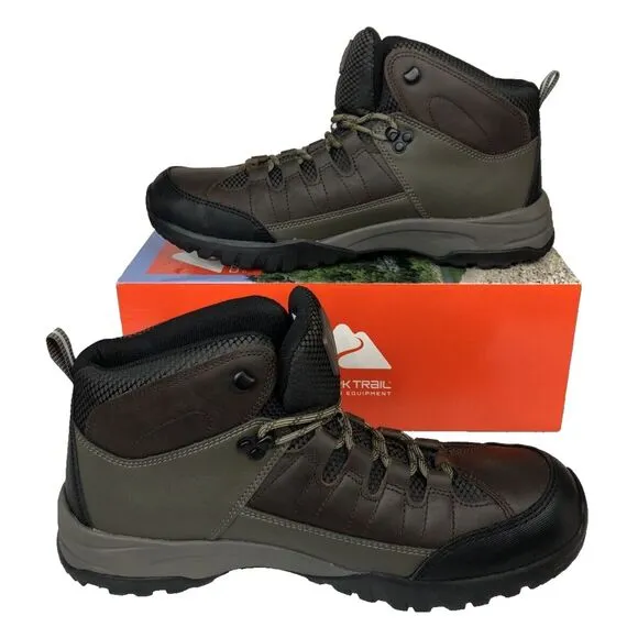 Ozark Trail Men's Meadows Waterproof Brown Leather Hiking Work Boots Size 9 NEW