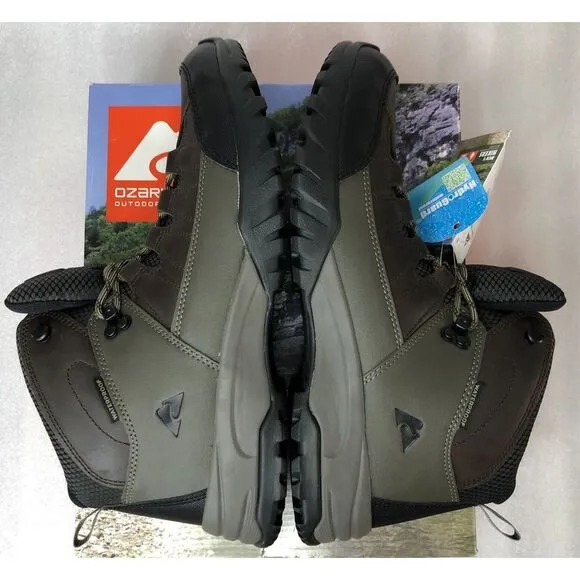 Ozark Trail Men's Meadows Waterproof Brown Leather Hiking Work Boots Size 9 NEW