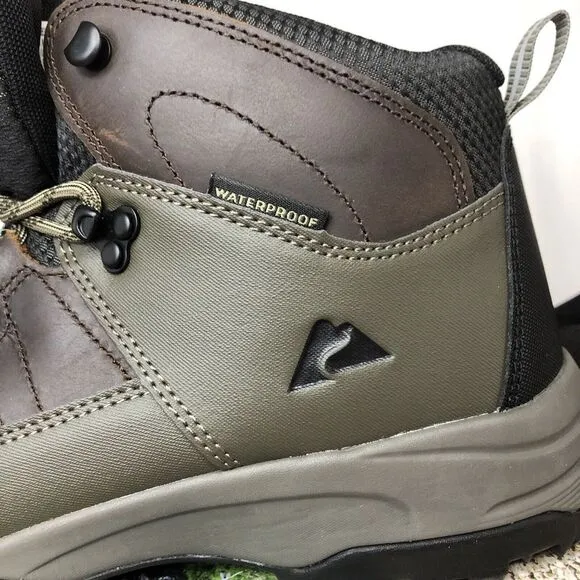 Ozark Trail Men's Meadows Waterproof Brown Leather Hiking Work Boots Size 9 NEW