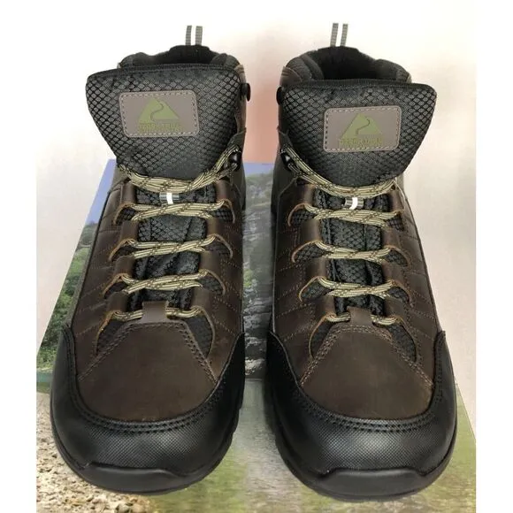Ozark Trail Men's Meadows Waterproof Brown Leather Hiking Work Boots Size 9 NEW