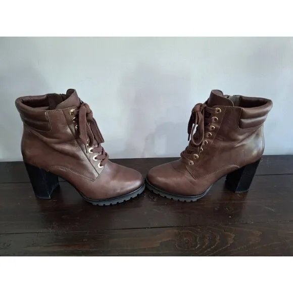 Paige Nicole High Heel Brown Leather Boots/NWOB, Sz. 8