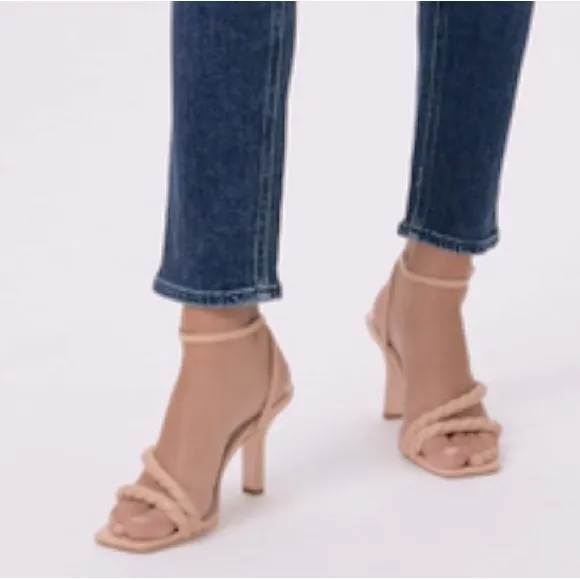 PAIGE, ROPE OPEN SQUARE TOE DREAS SANDALS, BEIGE COLOR, ALL SOFT LEATHER, DIZE 9