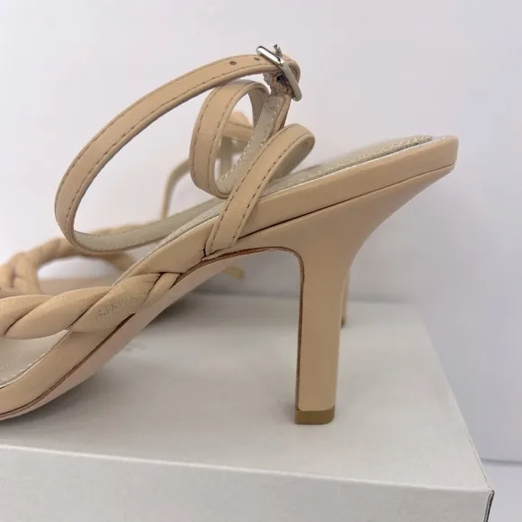 PAIGE, ROPE OPEN SQUARE TOE DREAS SANDALS, BEIGE COLOR, ALL SOFT LEATHER, DIZE 9