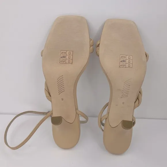 PAIGE, ROPE OPEN SQUARE TOE DREAS SANDALS, BEIGE COLOR, ALL SOFT LEATHER, DIZE 9