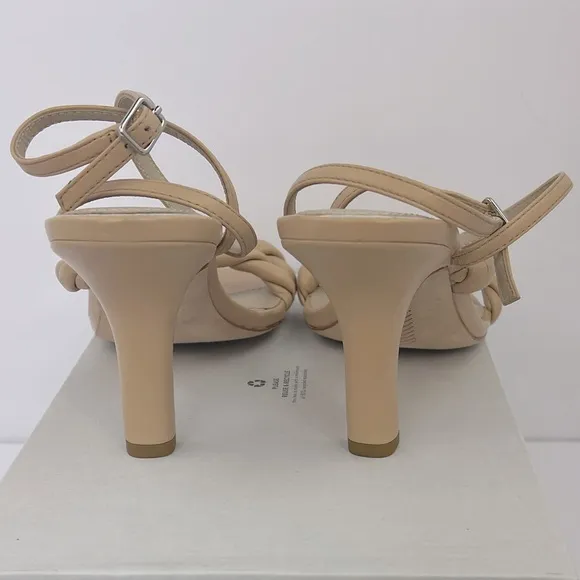 PAIGE, ROPE OPEN SQUARE TOE DREAS SANDALS, BEIGE COLOR, ALL SOFT LEATHER, DIZE 9