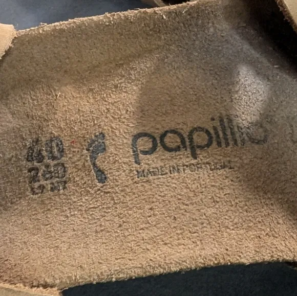 Papillio for Birkenstock 40 brown leather/suede ankle wrap buckle cork sandals
