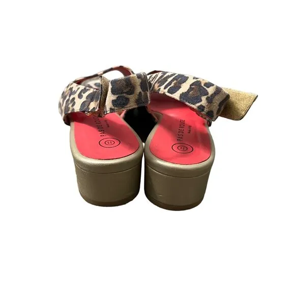 Pas de Rouge Brown Black Animal Print Suede Sandals Italy Womens Size 8.5
