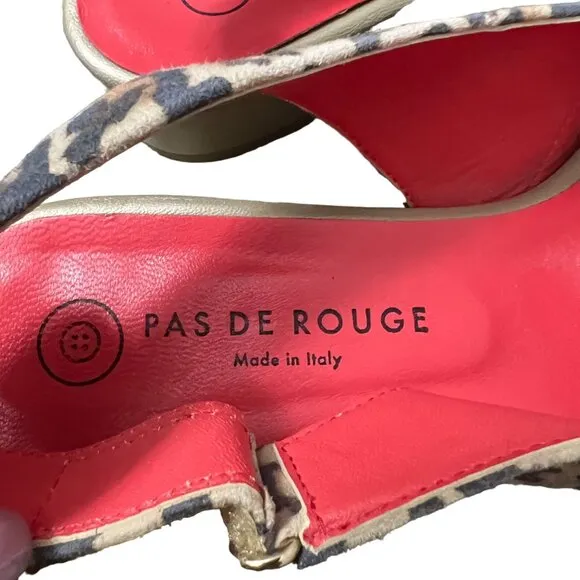 Pas de Rouge Brown Black Animal Print Suede Sandals Italy Womens Size 8.5