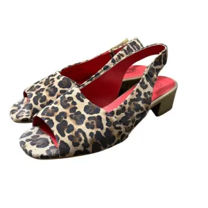 Pas de Rouge Brown Black Animal Print Suede Sandals Italy Womens Size 8.5