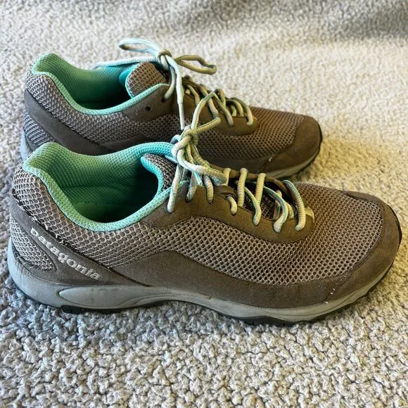 Patagonia Forerunner Running Shoes Womens 10 Gray Teal Athletic Trail Sneakers