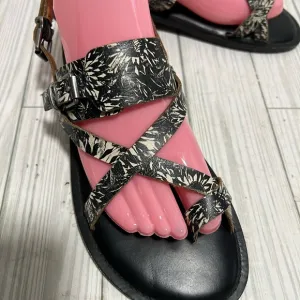 Patricia Nash Fidella Flat Sandals, Sunflower Blk/Wht Sz 9