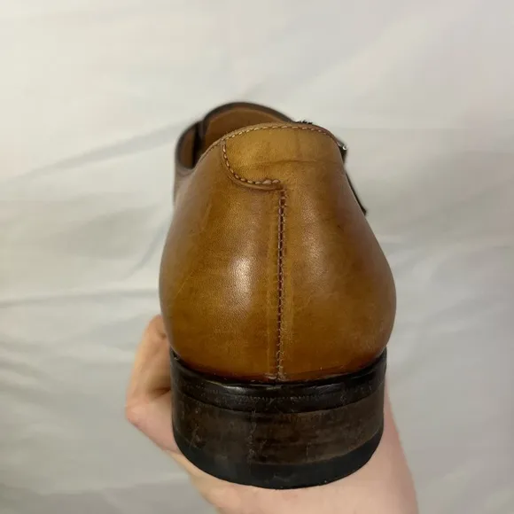 Paul Evans Men’s Leather Tan Monk Strap Loafers- Size 8.5