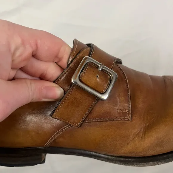 Paul Evans Men’s Leather Tan Monk Strap Loafers- Size 8.5