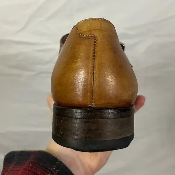 Paul Evans Men’s Leather Tan Monk Strap Loafers- Size 8.5
