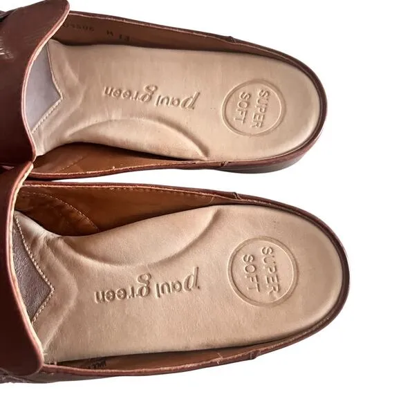 Paul Green Cynthia Leather Slip On Loafers  In Nougat Brown Women Size 9 US